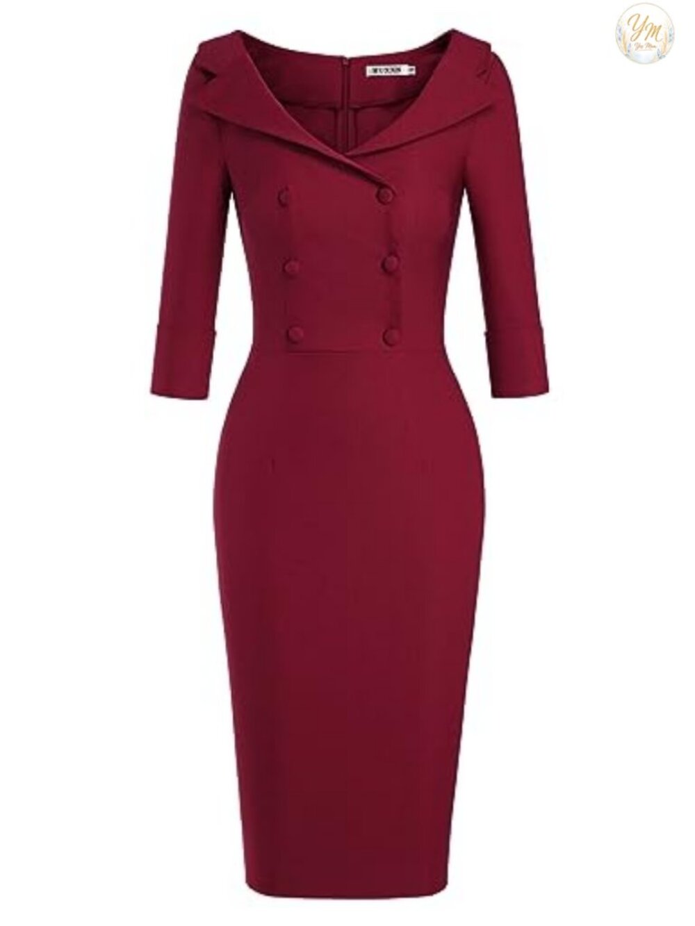 Classic Sweetheart Neckline 3/4 Sleeve Knee-Length Sheath Dress
